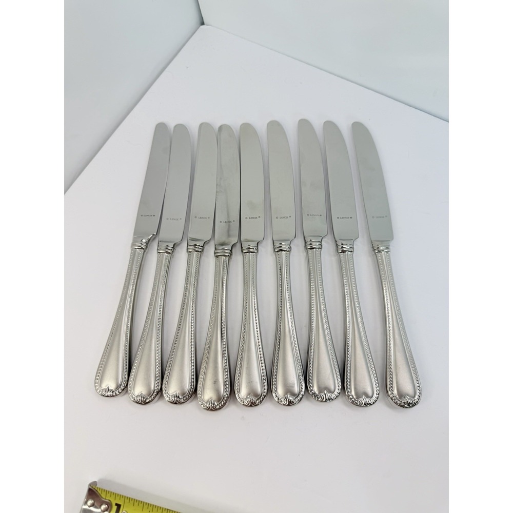 Dinner Knives Lenox VINTAGE JEWEL FROSTED 18/10 Stainless Lot Of 9